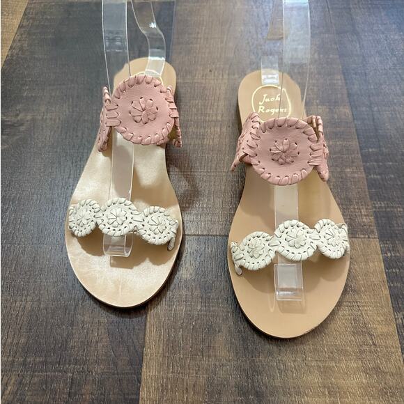 Jack Rogers Leather Lauren Pink Slip On Flats Sandals Size 7 - Picture 2 of 7